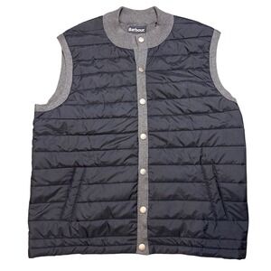 Barbour Quilted Hybrid Gilet Vest Men XXL Navy Blue Good Knit Back Puffer Gilet